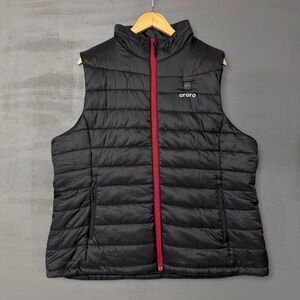 Ororo Heated Puffer Vest Black Red Zip Insulated Techwear 2XL
